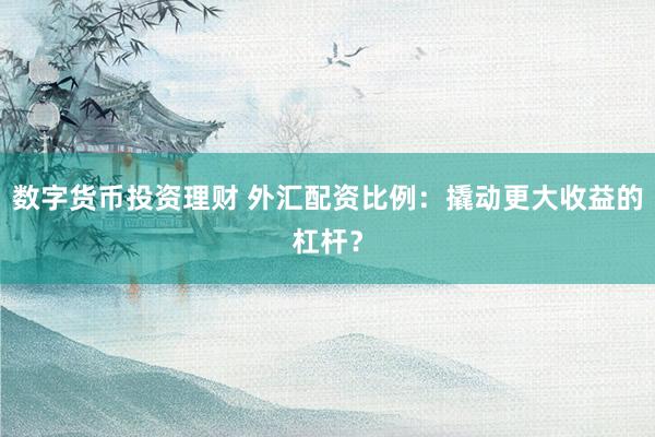 数字货币投资理财 外汇配资比例：撬动更大收益的杠杆？