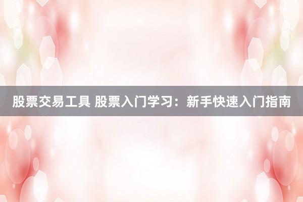 股票交易工具 股票入门学习：新手快速入门指南