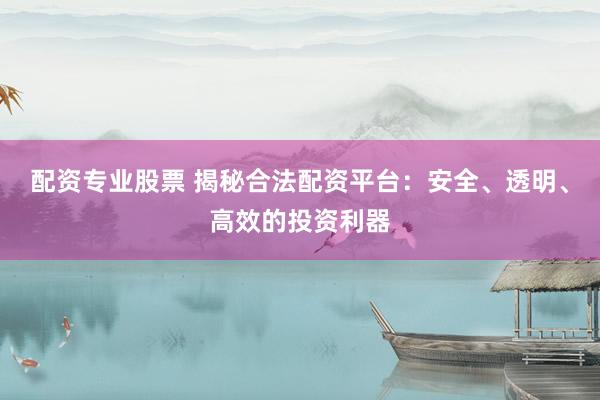 配资专业股票 揭秘合法配资平台：安全、透明、高效的投资利器