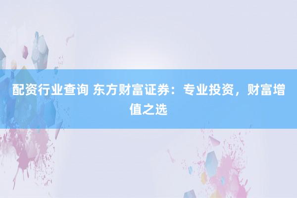 配资行业查询 东方财富证券：专业投资，财富增值之选