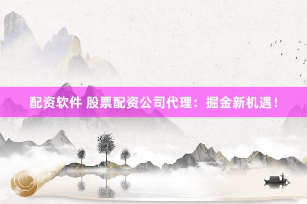 配资软件 股票配资公司代理：掘金新机遇！