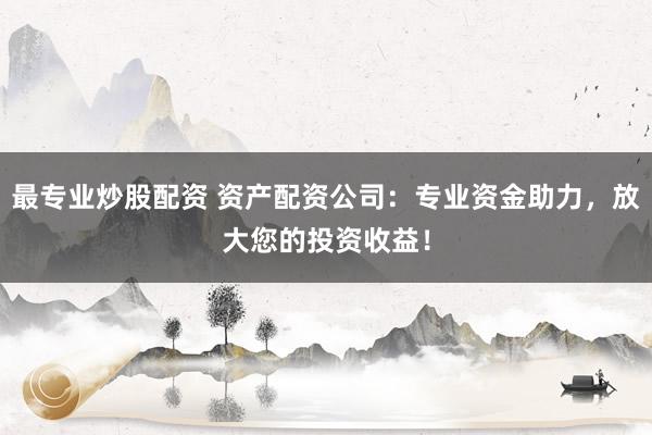 最专业炒股配资 资产配资公司：专业资金助力，放大您的投资收益！