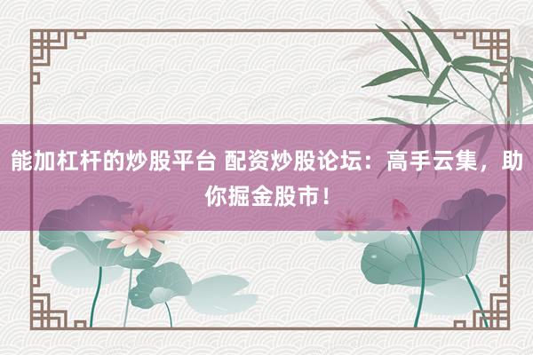 能加杠杆的炒股平台 配资炒股论坛：高手云集，助你掘金股市！