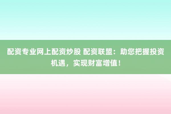 配资专业网上配资炒股 配资联盟：助您把握投资机遇，实现财富增值！