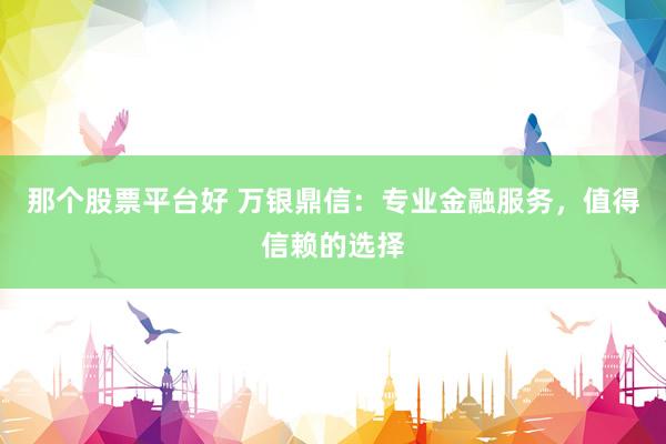 那个股票平台好 万银鼎信：专业金融服务，值得信赖的选择