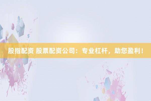 股指配资 股票配资公司：专业杠杆，助您盈利！