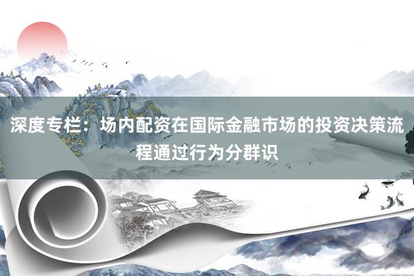 深度专栏：场内配资在国际金融市场的投资决策流程通过行为分群识