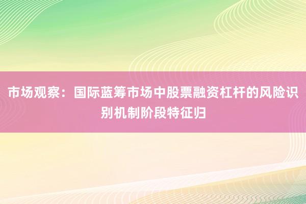 市场观察：国际蓝筹市场中股票融资杠杆的风险识别机制阶段特征归